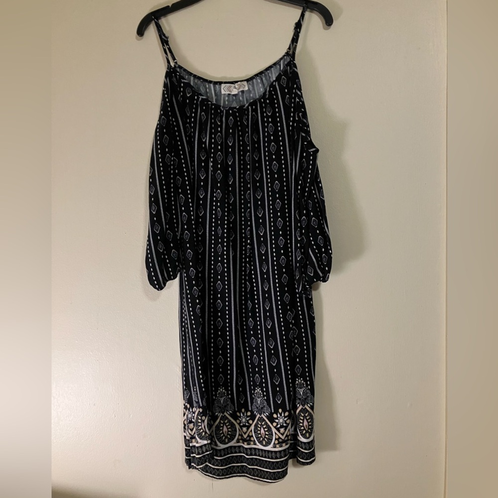 Pink Rose Black Patterned Women's Dress 8125